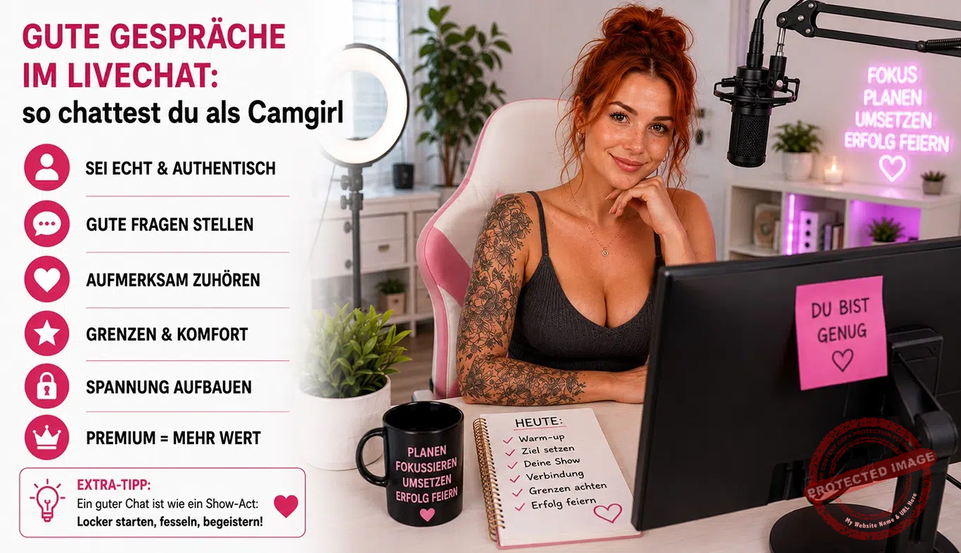 Camgirl im Livechat: Tippen im Chatfenster bei laufender Kamera